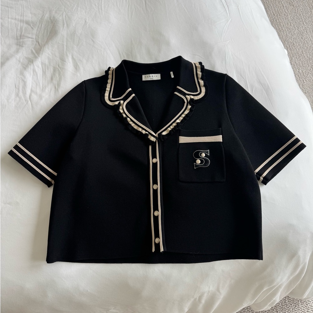 Sandro ‘S’ Embroidered Collared Shirt